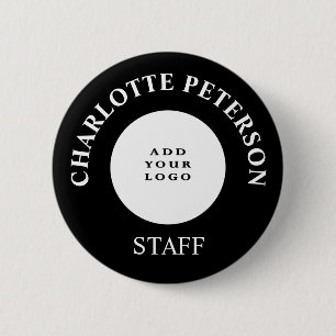 Minimalistische bedrijfslogo personeelskaart aange ronde button 5,7 cm