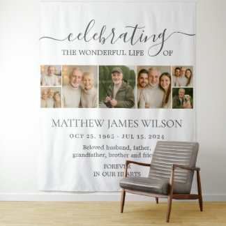 Minimalistische begrafenisviering Life Photo Colla Wandkleed