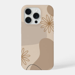 Minimalistische Beige Bloem Abstracte Hoes voor Te iPhone 15 Pro Hoesje