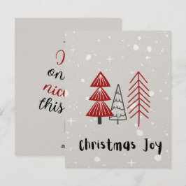 Minimalistische beige en rode vrolijke kerstgroet feestdagenkaart