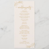 Minimalistische Beige Gouden Tak Blad Bruiloft Programma (Achterkant)