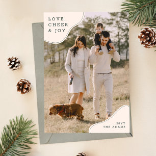Minimalistische Beige Kerstfoto Feestdagenkaart