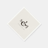 Minimalistische Beige Monogram Bruiloft Dag Servet (Hoek)