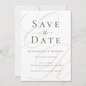 Minimalistische Beige Monogram Trouwen Save the Da Date (Voorkant)