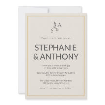 Minimalistische Beige Monogram Wildflower Wedding