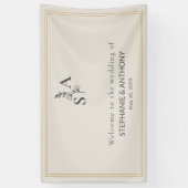 Minimalistische Beige Monogram Wildflower Wedding Spandoek (Verticaal)