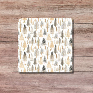Minimalistische Beige Nordic Folk Art Scandi bomen Tegeltje