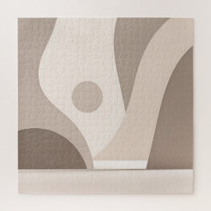 Minimalistische beige organische abstracte vormen legpuzzel