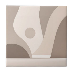 Minimalistische beige organische abstracte vormen tegeltje