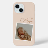 Minimalistische beige script aangepaste foto Case-Mate iPhone case (Achterkant)