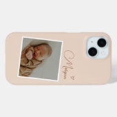 Minimalistische beige script aangepaste foto Case-Mate iPhone case (Achterkant (horizontaal))