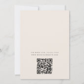 Minimalistische Beige Script QR Code Foto Bruiloft Save The Date (Achterkant)