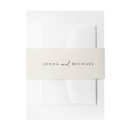 Minimalistische Beige Script Wedding Uitnodigingen Wikkel (Voorkant Voorbeeld)