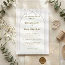Minimalistische Beige Streep Huwelijksuitnodiging,