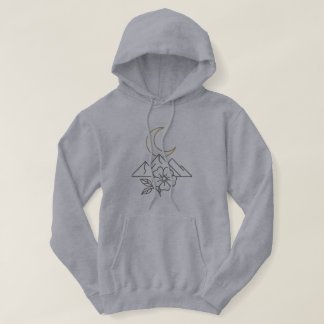 Minimalistische berg- en maanlijn kunst hoodie