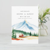 minimalistische berg save the date (Staand voorkant)