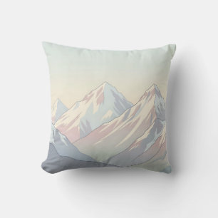 Minimalistische berglandschap met pastelkleuren kussen