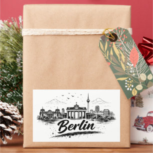 Minimalistische Berlino Duitsland Stadsgezicht Kun Rechthoekige Sticker