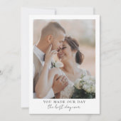 Minimalistische Beste Dag Ooit Fotobruiloft Bedankkaart (Voorkant)