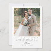 Minimalistische Beste Dag Ooit Fotobruiloft Bedankkaart (Achterkant)