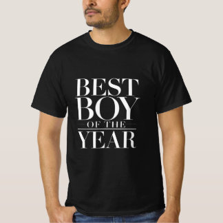 Minimalistische 'Beste Jongen van het Jaar' zwarte T-shirt