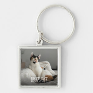 Minimalistische beste kat mum ooit aangepaste huis sleutelhanger