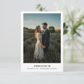 Minimalistische bestemming Fotobruiloft Bewaar de Save The Date (Staand voorkant)