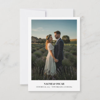 Minimalistische bestemming Fotobruiloft Bewaar de Save The Date