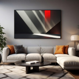 Minimalistische Beton & Rood Licht Canvas Afdruk