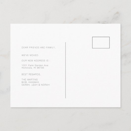 Minimalistische bewegende aankondiging in wit en g (Achterkant)