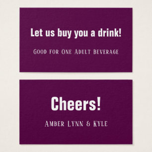 Minimalistische, bewerkbare, diepe Drink Tickets Visitekaartjes