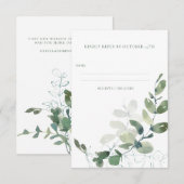 Minimalistische bijtende botanische eucalyptusbrui RSVP kaartje (Voorkant / Achterkant)