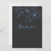 Minimalistische Black and Blue Wedding Invitation  Kaart (Achterkant)