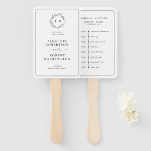 Minimalistische Black and White Leaf Wedding Timel Handwaaier