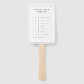 Minimalistische Black and White Leaf Wedding Timel Handwaaier (Achterkant)