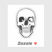 Minimalistische Black and White Skull Sticker (Vel)
