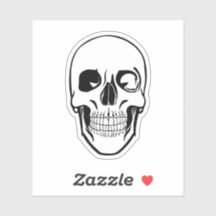 Minimalistische Black and White Skull Sticker