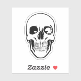 Minimalistische Black and White Skull Sticker
