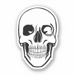 Minimalistische Black and White Skull Sticker