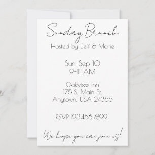 Minimalistische Black and White Sunday Brunch Kaart