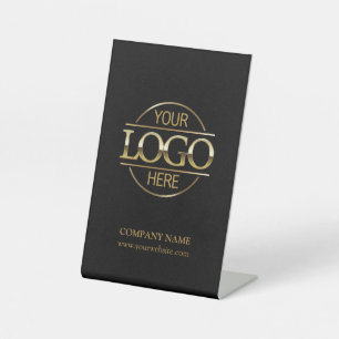 Minimalistische Black Corporate Business Logo Reclamebord Met Voetstuk
