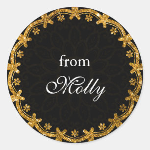 Minimalistische Black & Gold Circle Mandala Sticke Ronde Sticker