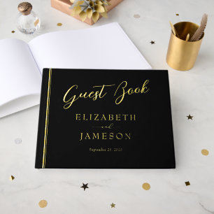 Minimalistische Black Gold Foil Wedding Guestbook Gastenboek