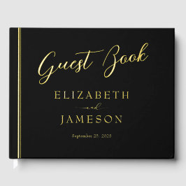 Minimalistische Black Gold Foil Wedding Guestbook Gastenboek