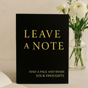 Minimalistische Black & Gold Guest Book Sign-uitno Folie Feestdagenkaart