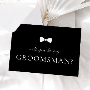 Minimalistische Black Groomsman Proposal Kaart