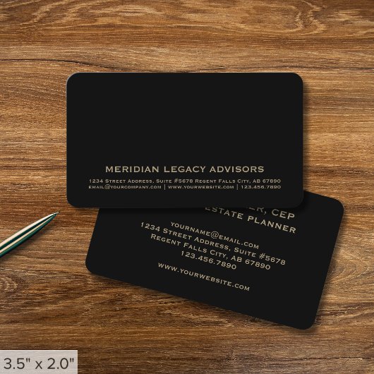 Minimalistische Black Professional Visitekaartje