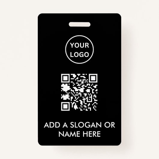 Minimalistische Black QR Code Business Logo Event  Badge (Voorkant)