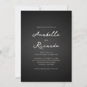 Minimalistische Black Script QR Code Wedding Kaart (Voorkant)