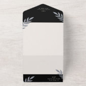 Minimalistische bladeren delicate bruiloft all in one uitnodiging (Buitenkant)